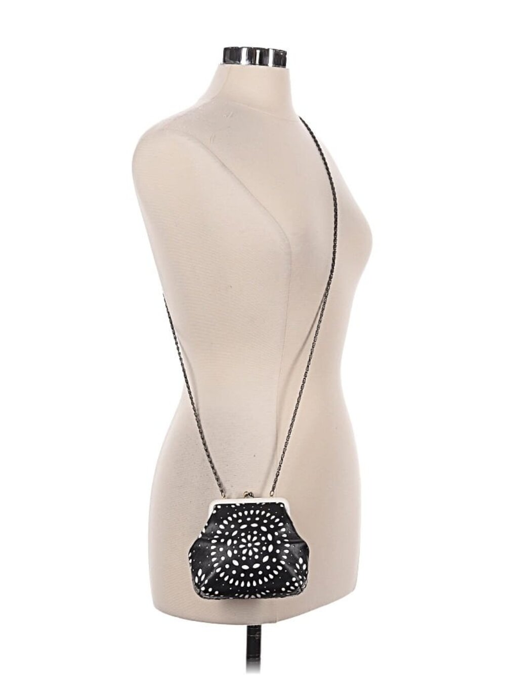 Isabella Fiore Black and White Cutout Crossbody Bag